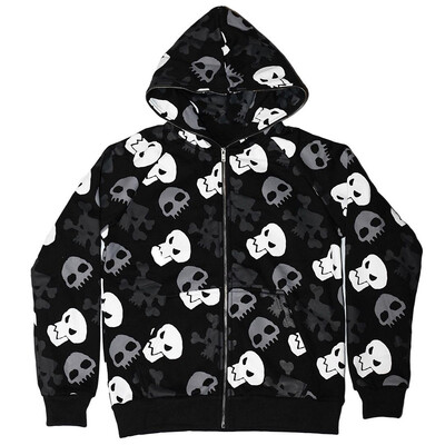 talvine vintage Kapuutsiga tänavariided Harajuku Goth Skull mustriga vabaaja pullover lahtine punk naiste dressipluus y2k riided Pusad emo