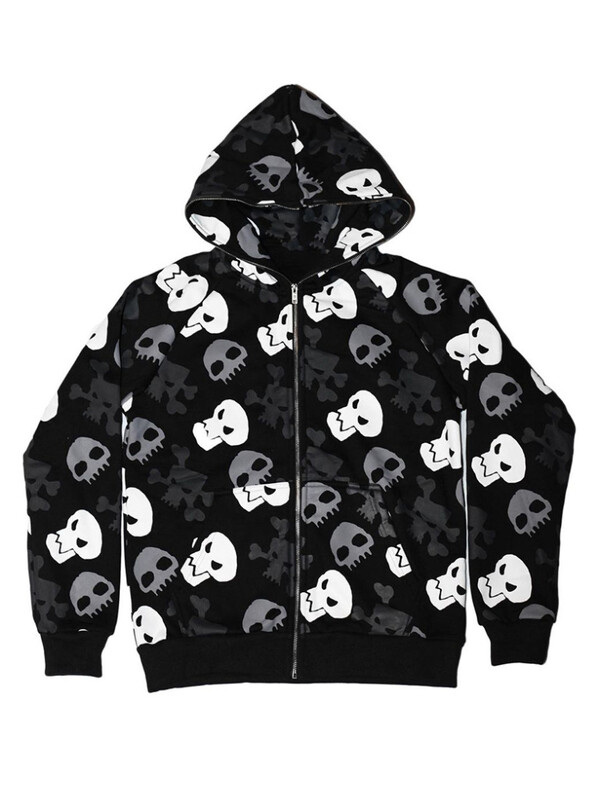 Iarnă vintage cu glugă streetwear Harajuku Goth Skull imprimeu pulover casual punk largi hanorac pentru femei haine y2k Hanorace emo