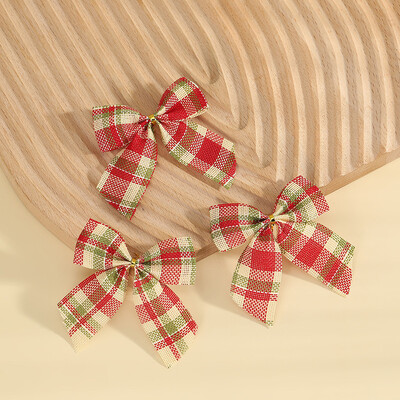 10 buc 7x7,5 cm Roșu Negru Verde Plaid Panglică Fundă Ornamente pentru Pomul de Crăciun Decorație En-gros Cravată Cravată