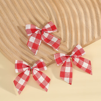 10 buc 7x7,5 cm Roșu Negru Verde Plaid Panglică Fundă Ornamente pentru Pomul de Crăciun Decorație En-gros Cravată Cravată