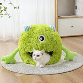 Plüss macskaágy télen meleg macskaház Kényelmes alvóágy cicának Levehető Mosható Rajzfilm Macskák Kennel Kisállatkellékek