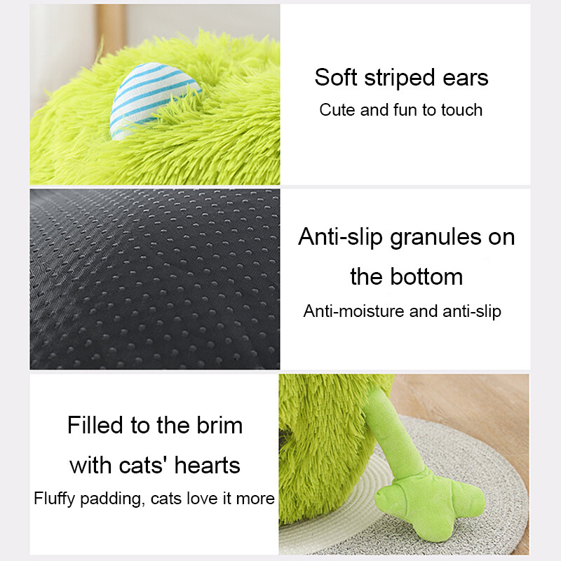 Plüss macskaágy télen meleg macskaház Kényelmes alvóágy cicának Levehető Mosható Rajzfilm Macskák Kennel Kisállatkellékek