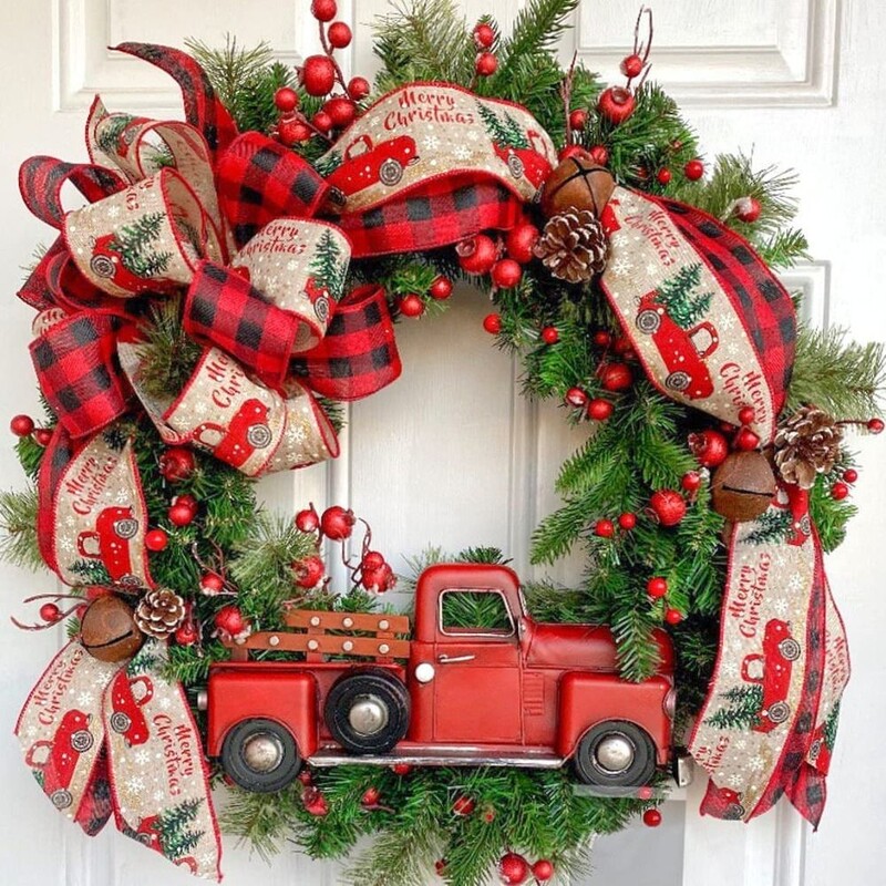 Pânză fundă mare de Crăciun cu două straturi Culoare de îmbinare Pom de Crăciun Fundă de sus Motiv în carouri alb-negru Panglică lungă