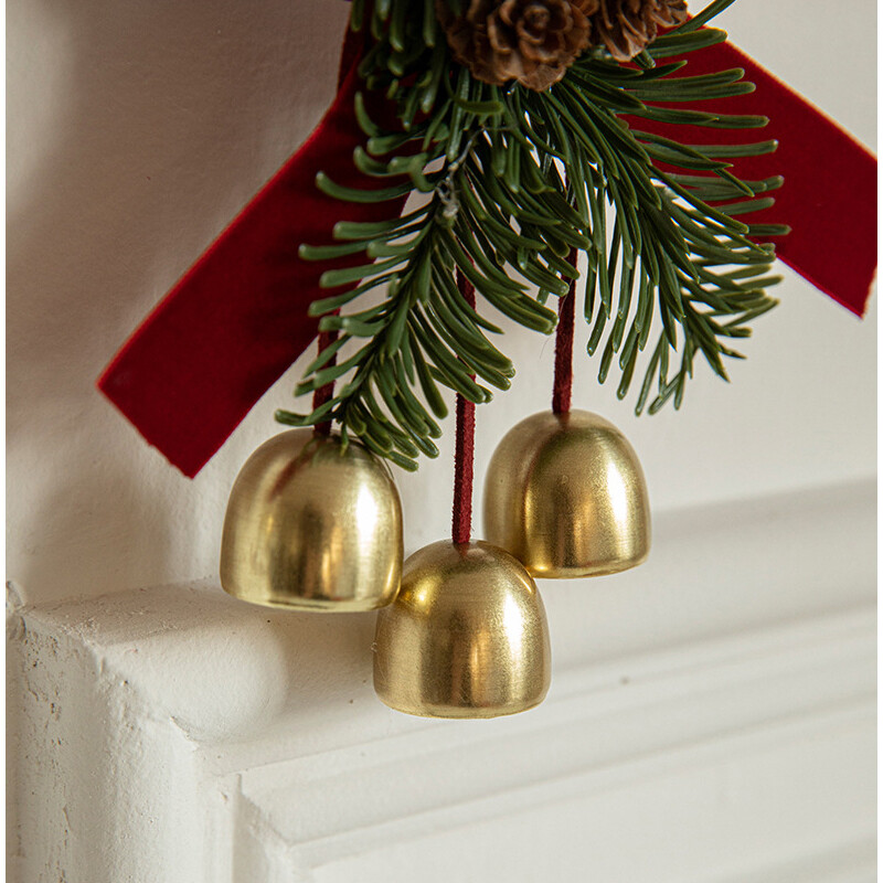 Pandantiv de Crăciun Pom de Crăciun Ornament de agățat Decorație de Crăciun Arc de catifea de Crăciun Con de pin Clopot Material de decorare