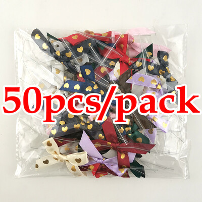 (50gab./iepak.)45mm apzeltīta sirds lente bantīte meiteņu matu sprādzes svētku dāvanu kastīšu izgatavošana ar rokām darināta amatniecība apģērbi