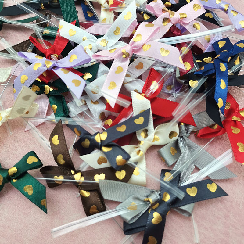(50gab./iepak.)45mm apzeltīta sirds lente bantīte meiteņu matu sprādzes svētku dāvanu kastīšu izgatavošana ar rokām darināta amatniecība apģērbi