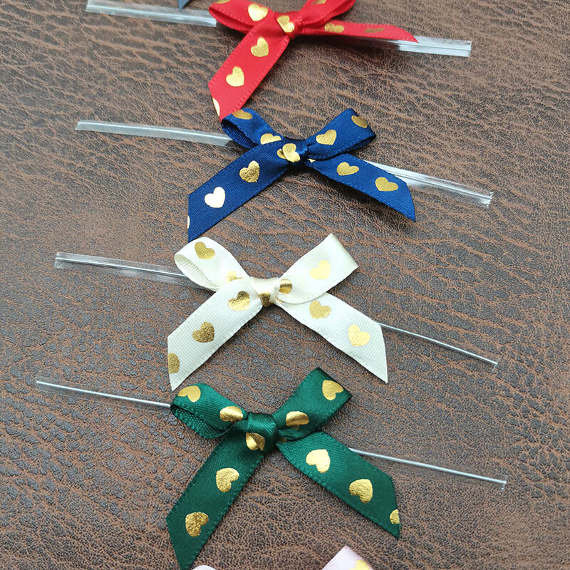 (50gab./iepak.)45mm apzeltīta sirds lente bantīte meiteņu matu sprādzes svētku dāvanu kastīšu izgatavošana ar rokām darināta amatniecība apģērbi