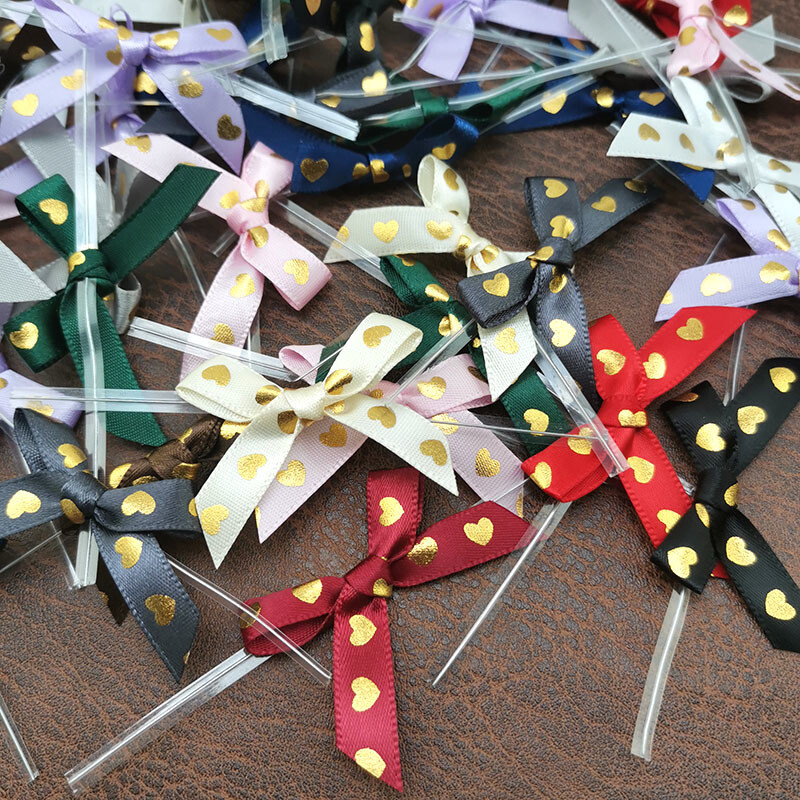 (50gab./iepak.)45mm apzeltīta sirds lente bantīte meiteņu matu sprādzes svētku dāvanu kastīšu izgatavošana ar rokām darināta amatniecība apģērbi