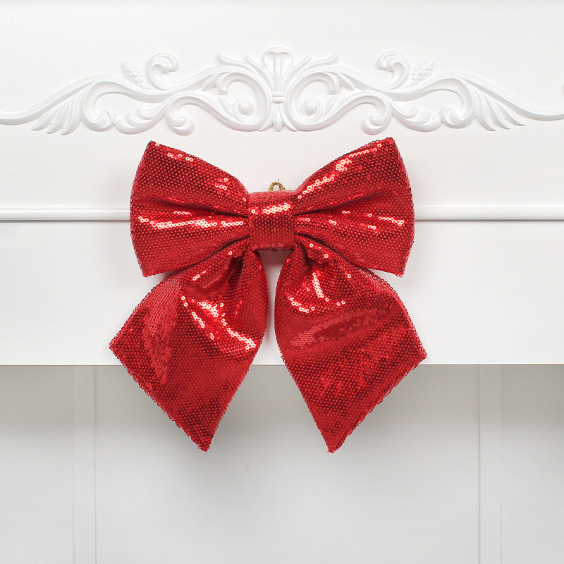 Μεγάλο χριστουγεννιάτικο φιόγκο με παγιέτες glitter διακοσμητικά παπιγιόν Στολίδι δέντρου Διακόσμηση για πάρτι γενεθλίων γάμου