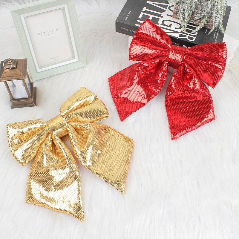 Μεγάλο χριστουγεννιάτικο φιόγκο με παγιέτες glitter διακοσμητικά παπιγιόν Στολίδι δέντρου Διακόσμηση για πάρτι γενεθλίων γάμου