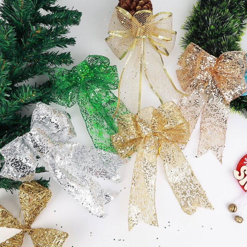 Karácsonyi szalag masni nagy poliészter masni karácsonyfa felső dekoráció karácsonyi parti lakberendezés 2024 újév Navidad Noel