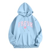 Fresh Love nyomott pulóver Női Őszi új divat Streetwear kapucnis pulóverek egyszínű hosszú ujjú bő kapucnis pulóver