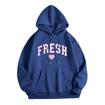 Φούτερ Fresh Love Printed Γυναικεία Φθινοπωρινή Νέα Μόδα Streetwear Hoodies Μονόχρωμη Μακρυμάνικη Φαρδιά Φούτερ με κουκούλα