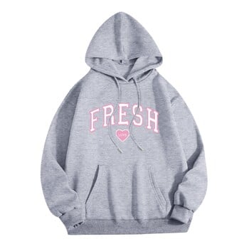 Φούτερ Fresh Love Printed Γυναικεία Φθινοπωρινή Νέα Μόδα Streetwear Hoodies Μονόχρωμη Μακρυμάνικη Φαρδιά Φούτερ με κουκούλα