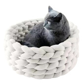 Canisă pentru animale de companie de 40 cm, câine pentru animale de companie, pisică, pat țesut manual, tricot manual, casă de cuib, cățeluș, pisicuță, coș peșteră, sac de dormit pentru câini, consumabile pentru canisa