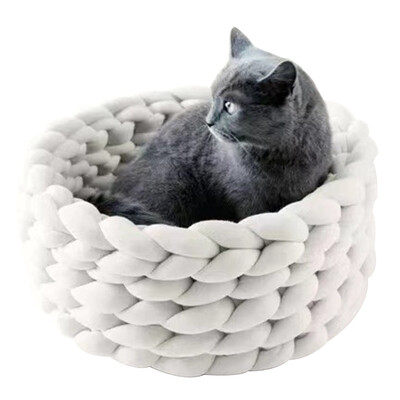 Canisă pentru animale de companie de 40 cm, câine pentru animale de companie, pisică, pat țesut manual, tricot manual, casă de cuib, cățeluș, pisicuță, coș peșteră, sac de dormit pentru câini, consumabile pentru canisa