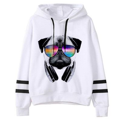 Dámske mikiny s kapucňou s mopslíkom, vtipné gotické estetické kawaii tričko s kapucňou, ktoré ťahá dámske streetwear oblečenie