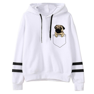 Dámske mikiny s kapucňou s mopslíkom, vtipné gotické estetické kawaii tričko s kapucňou, ktoré ťahá dámske streetwear oblečenie