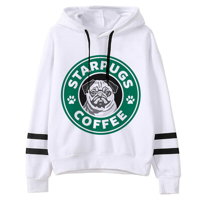 Dámske mikiny s kapucňou s mopslíkom, vtipné gotické estetické kawaii tričko s kapucňou, ktoré ťahá dámske streetwear oblečenie