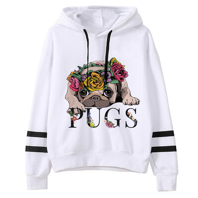 Dámske mikiny s kapucňou s mopslíkom, vtipné gotické estetické kawaii tričko s kapucňou, ktoré ťahá dámske streetwear oblečenie