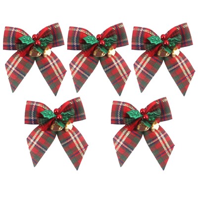 5 kom/set Lanena mini mašna Ukras za božićno drvce s lišćem zvončićima Ukrasi od mašne Božićni ukrasi Mašna čvor Rukotvorine