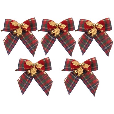 5 kom/set Lanena mini mašna Ukras za božićno drvce s lišćem zvončićima Ukrasi od mašne Božićni ukrasi Mašna čvor Rukotvorine