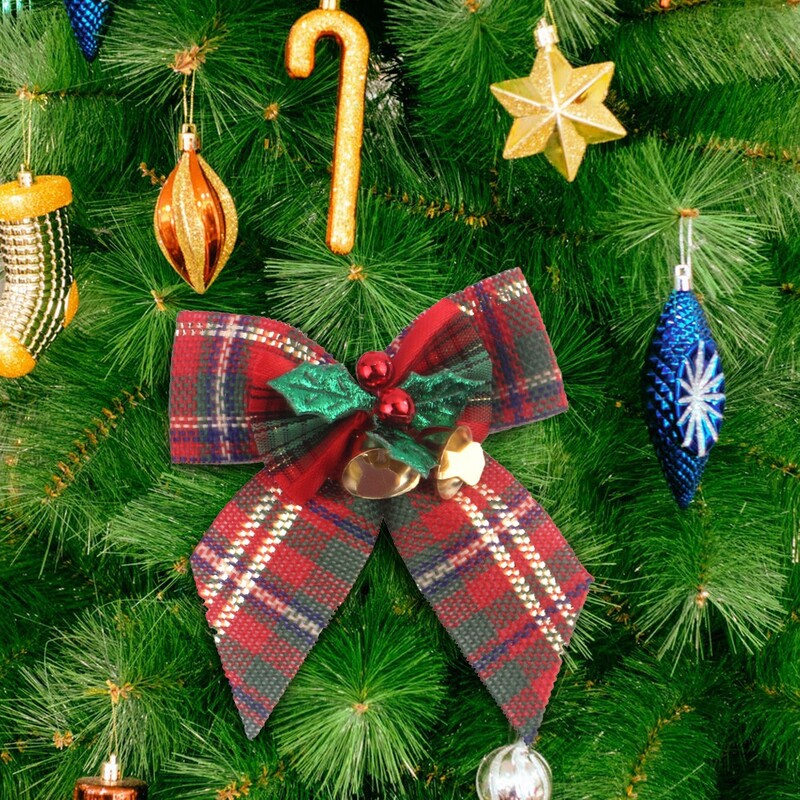 5 kom/set Lanena mini mašna Ukras za božićno drvce s lišćem zvončićima Ukrasi od mašne Božićni ukrasi Mašna čvor Rukotvorine