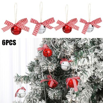 6PCS 4cm Фестивални занаяти Метален сладък висящ декор Jingle Bells Коледни звънчета Декорации за дърво