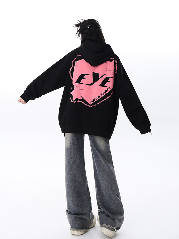 Sieviešu ziemas kapuce, ielas apģērbs ar burtu O veida kakla izgriezumu, ikdienas modes Harajuku, melns, lielizmēra džemperis, džemperis