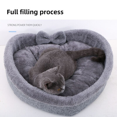 Plüss kisállatágyak Téli meleg Lovely Bow Kutyaágy Kutya Kennel Macskaház Párna Szőnyeg Kisállat Kutya Macska Ágy Fészek Kennel Kisállatágy Fészek