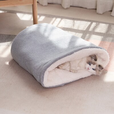 Topli krevet za mačke Pse Udoban mekani polar flis vreća za spavanje tipa kante Poluzatvoreni tuneli Kućica za kućne ljubimce Mačke Sofa iz crtića