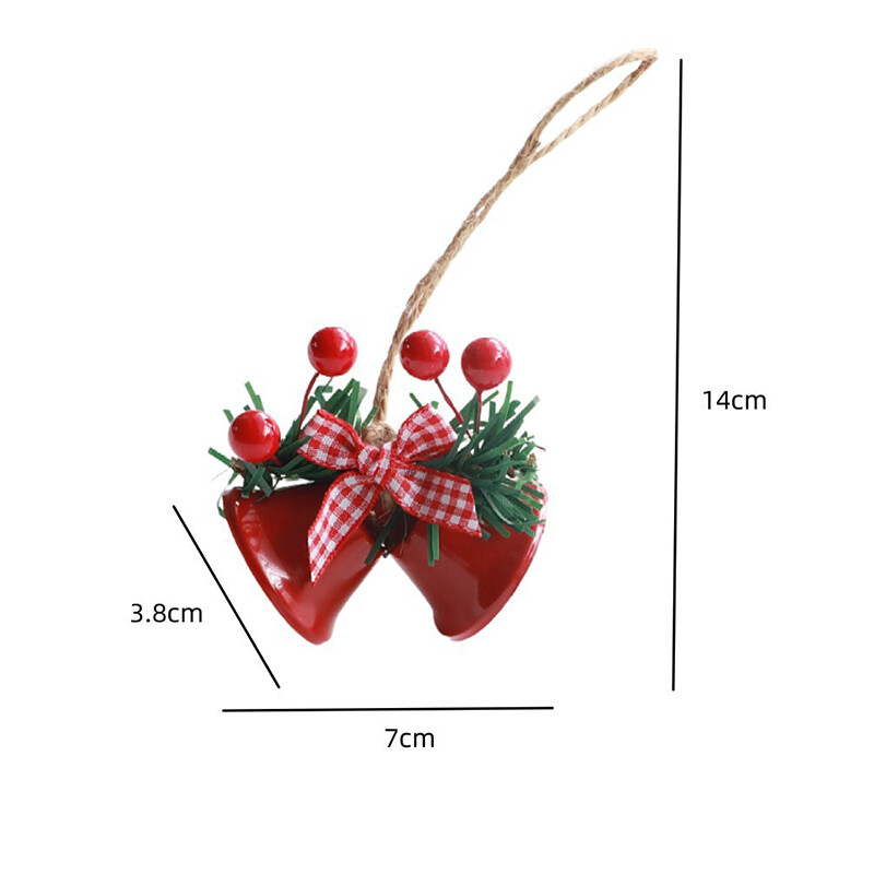 1 pereche de clopote de pom de Crăciun Mini clopote de Crăciun decor Pandative de clopote din metal Ornamente pentru brad de Crăciun Accesorii lucrate manual