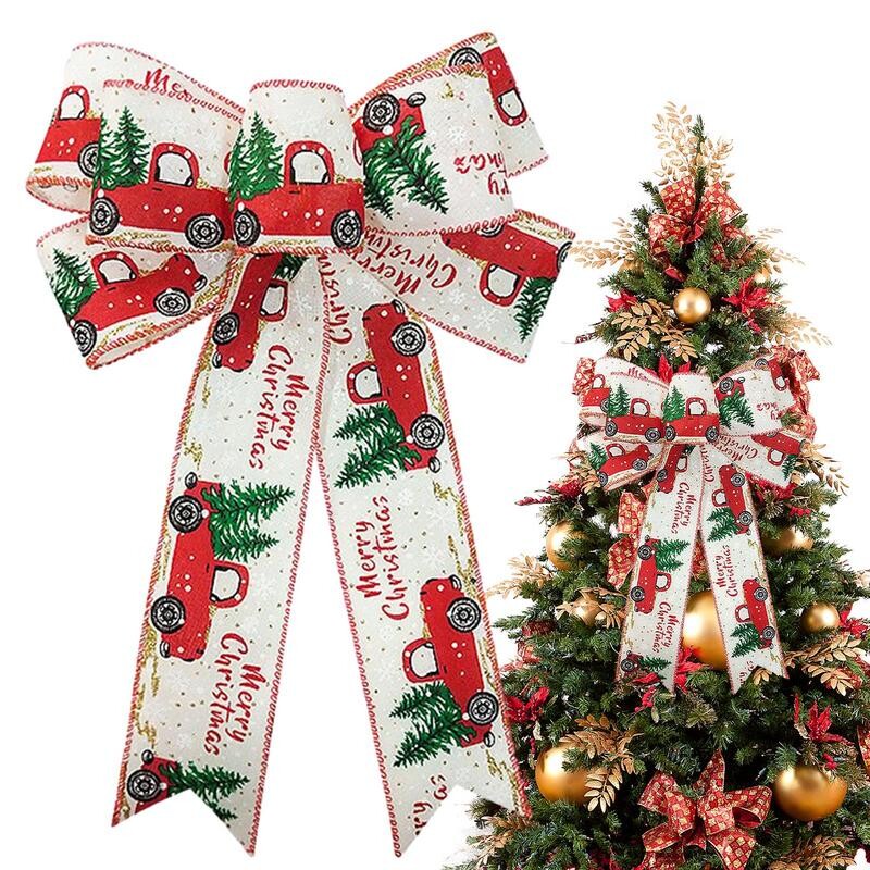 Ziemassvētku eglīšu loki DIY Ziemassvētku bantīšu lente Amatniecība spilgtas krāsas bantītes rotājumi Rotājumi Ziemassvētku sienas logam