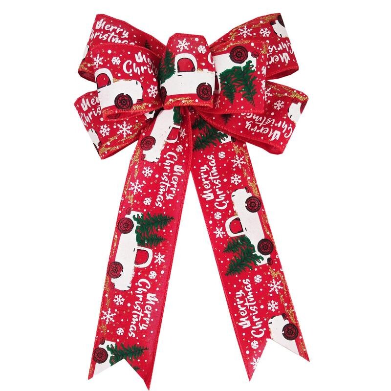 Ziemassvētku eglīšu loki DIY Ziemassvētku bantīšu lente Amatniecība spilgtas krāsas bantītes rotājumi Rotājumi Ziemassvētku sienas logam