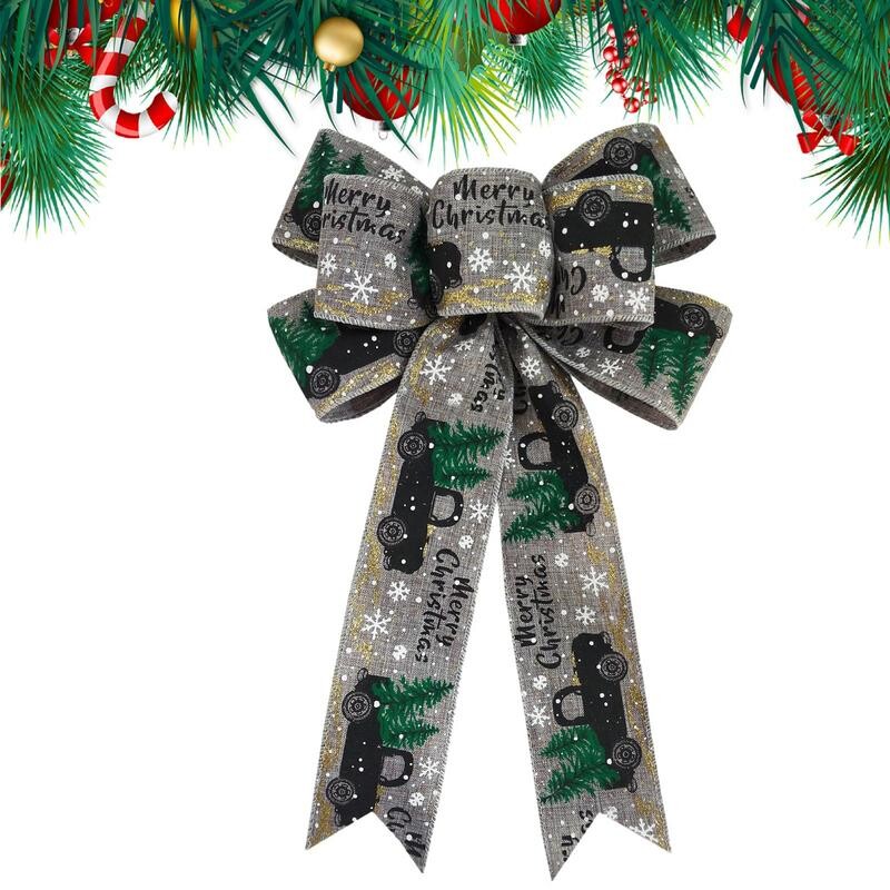 Ziemassvētku eglīšu loki DIY Ziemassvētku bantīšu lente Amatniecība spilgtas krāsas bantītes rotājumi Rotājumi Ziemassvētku sienas logam