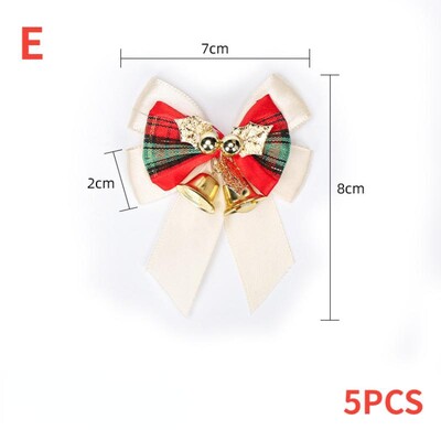 5PCS Božićni ukrasi Bowknot sa zvončićima Dodaci za ukrašavanje vijenca za božićno drvce Pribor za darove