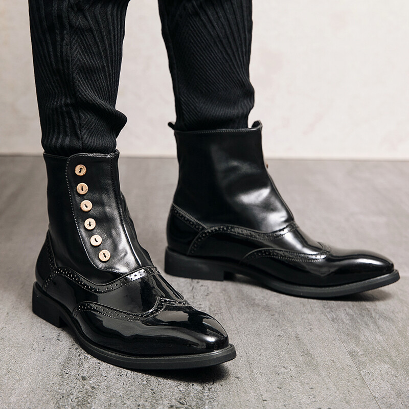 Modne nove muške Chelsea čizme na špic Street Trend Zelene visoke cipele Muška radna odjeća za van Čizme britanski stil