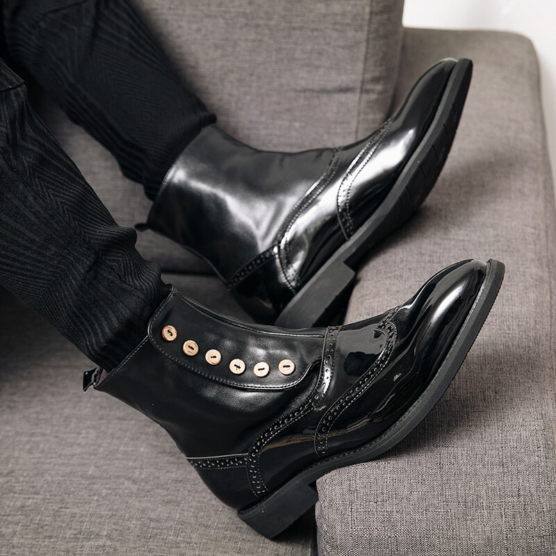 Modne nove muške Chelsea čizme na špic Street Trend Zelene visoke cipele Muška radna odjeća za van Čizme britanski stil