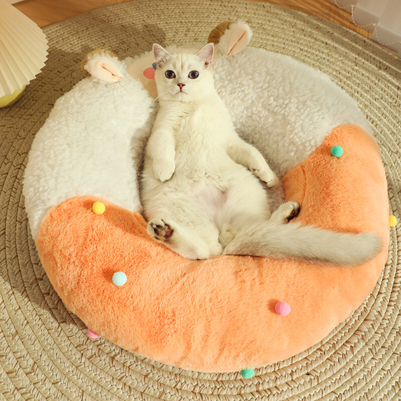 HOOPET Cuib rotund de pisici pentru interior Călduț Câini Covoraș moale Pisici Pat de dormit Canapea pentru cățeluș Pisicuțe Perne Coș Articole pentru animale de companie