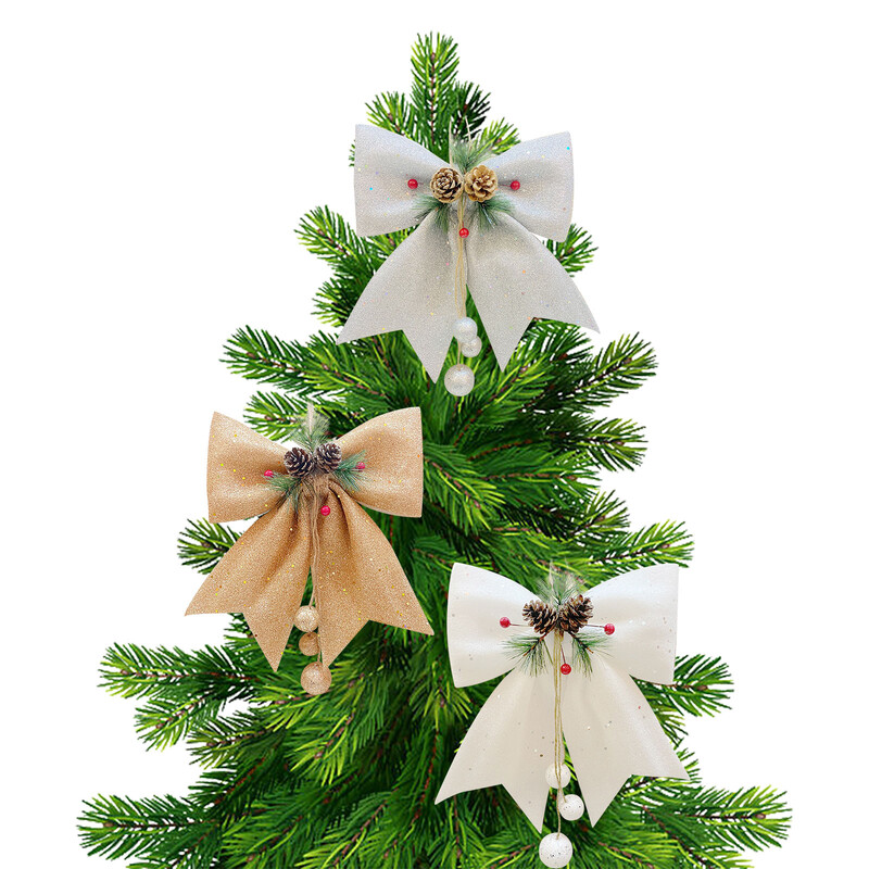 Karácsonyfa nagy masni medál kézzel készített díszdobozba csomagoló dekoráció újévi karácsonyi parti esküvői függő díszek