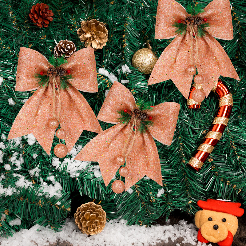 Karácsonyfa nagy masni medál kézzel készített díszdobozba csomagoló dekoráció újévi karácsonyi parti esküvői függő díszek