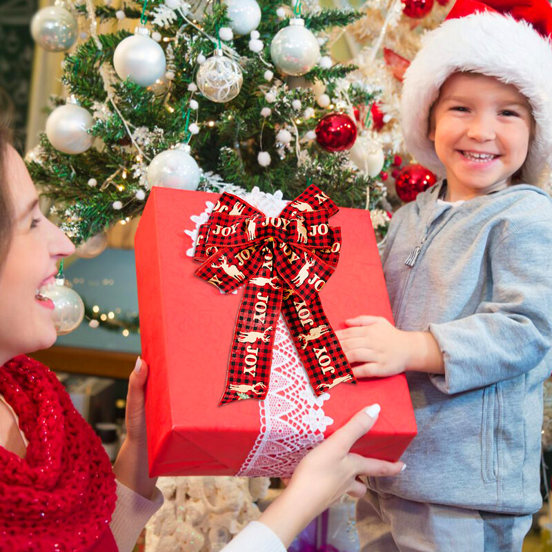 Dekorációk Red Bowknot Party kellékek Karácsonyi akasztó drótszövet Retro újévi medál