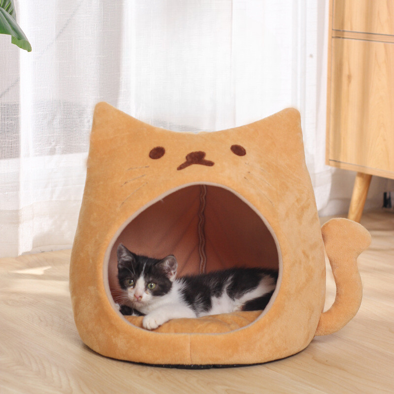 Pat pentru pisici pentru somn profund Cort pentru animale de companie Pat confortabil pentru animale de companie, pliabil, detasabil și curățabil, cuib pentru câini mici, paturi pentru pisici, cuib pentru casă pentru pisici
