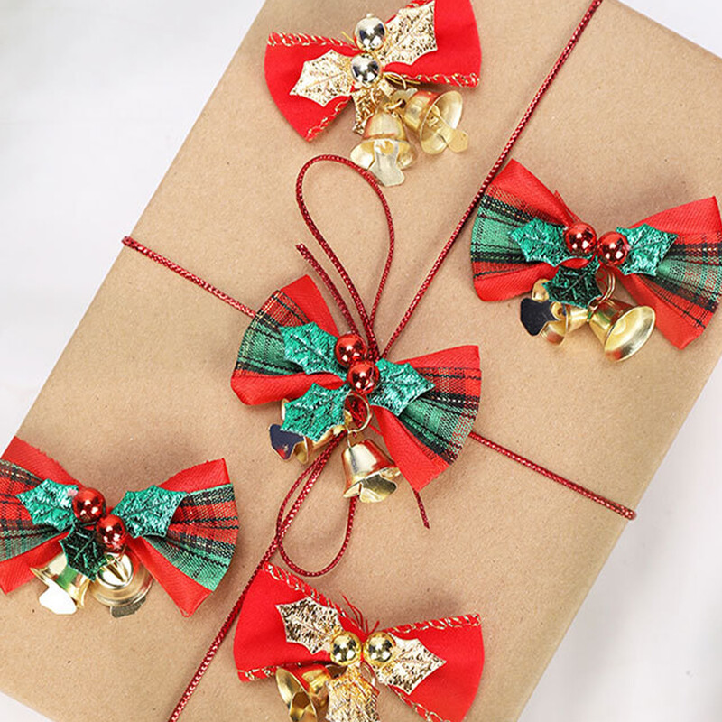 5 τμχ Χριστουγεννιάτικα διακοσμητικά κουδούνια για χριστουγεννιάτικο δέντρο Holly Μίνι φιόγκοι Διακοσμητικά για πάρτι για το σπίτι