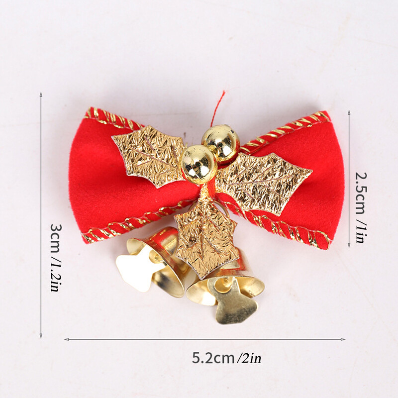 5 τμχ Χριστουγεννιάτικα διακοσμητικά κουδούνια για χριστουγεννιάτικο δέντρο Holly Μίνι φιόγκοι Διακοσμητικά για πάρτι για το σπίτι