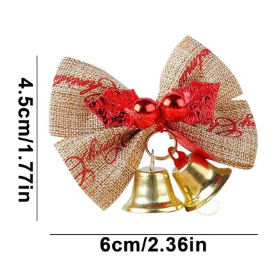 Karácsonyi csokorcsomók harangokkal Rusztikus zsákvászon ajándék masni karácsonyi dekorációhoz Szövet akasztók karácsonyfa füzérekhez