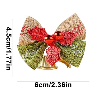 Karácsonyi csokorcsomók harangokkal Rusztikus zsákvászon ajándék masni karácsonyi dekorációhoz Szövet akasztók karácsonyfa füzérekhez