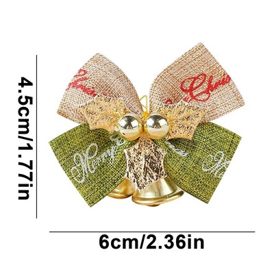 Karácsonyi csokorcsomók harangokkal Rusztikus zsákvászon ajándék masni karácsonyi dekorációhoz Szövet akasztók karácsonyfa füzérekhez