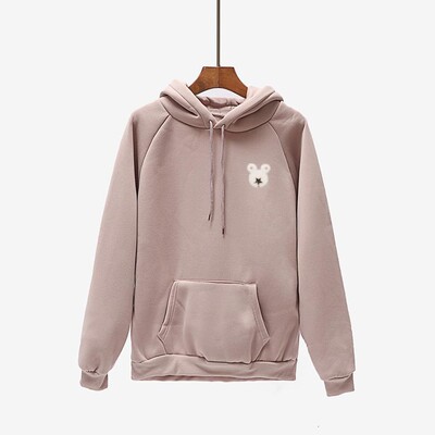 ZuoLunOuBa koreai téli hosszú ujjú plusz kasmír női kapucnis pulóver Rajzfilm egér Avatar forró gyöngyök zöld pulóver női