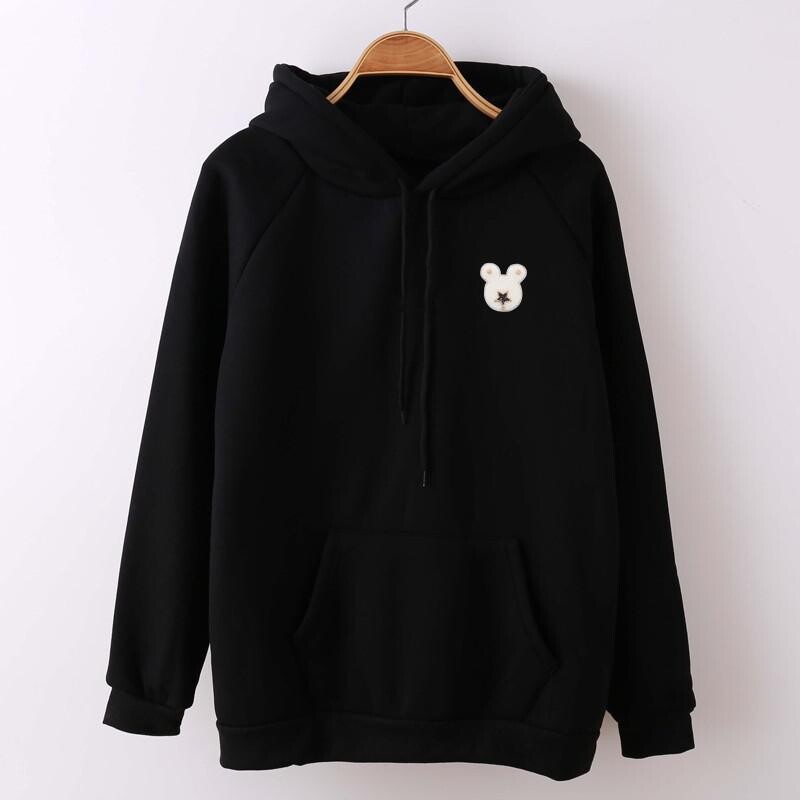 ZuoLunOuBa korejiešu ziemas ar garām piedurknēm plus kašmira sieviešu džemperis ar kapuci karikatūra Mouse Avatar Karstas krelles, zaļš džemperis, sieviete